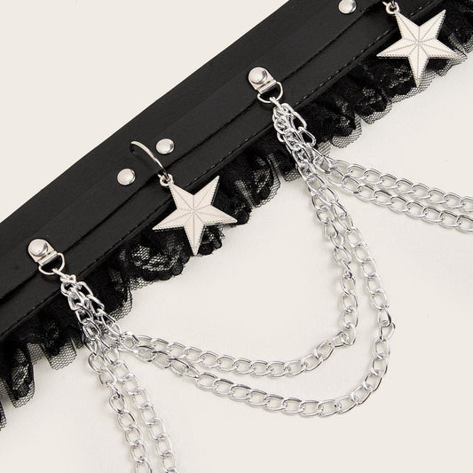 Lace hem layered star pendant corset | Festival Outfits Women