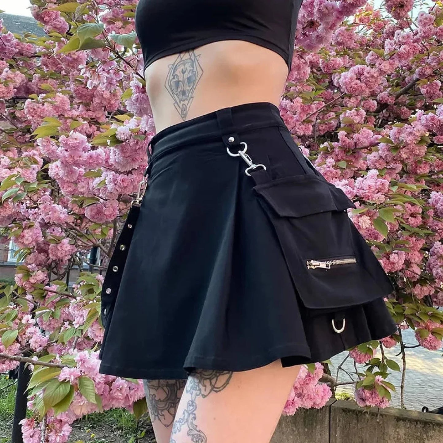 Pocket A-line Preppy Street Skirt