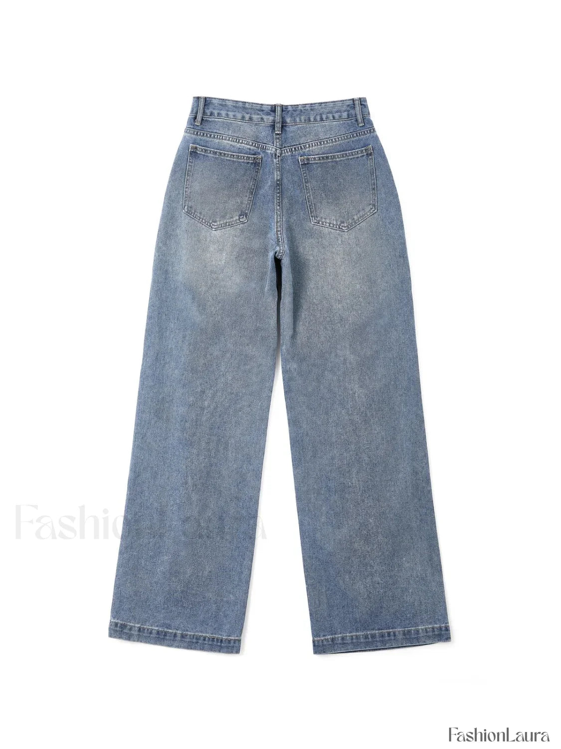 Pocket Design Blue Wash Boyfriend Jeans