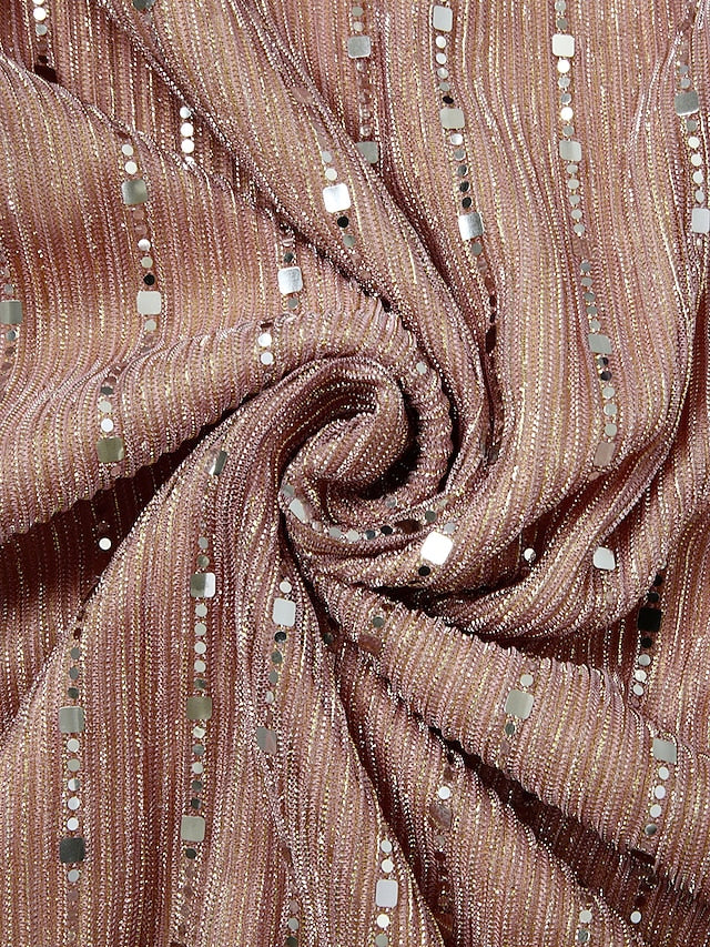 A Line Dress Wedding Guest Maxi long Dress Beige Long Sleeve Solid Color Sequins Fall Winter V Neck Stylish Elegant Formal Party S M L XL / Party Dress for Women