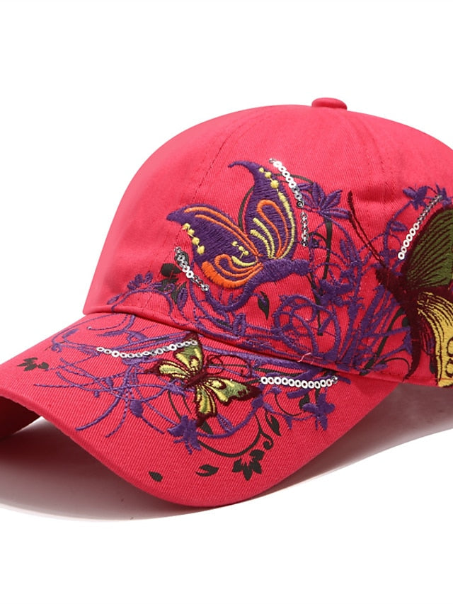 Hat Baseball Cap Black Blue Pink Outdoor Street Dailywear Embroidery Animal Embroidered Flower Windproof Comfort Breathable for Women