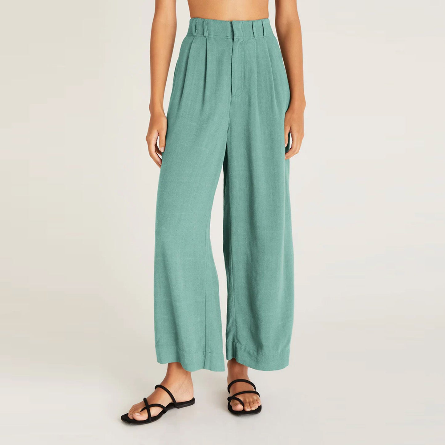 Women Fashion Casual Solid Color Wide Leg Pants