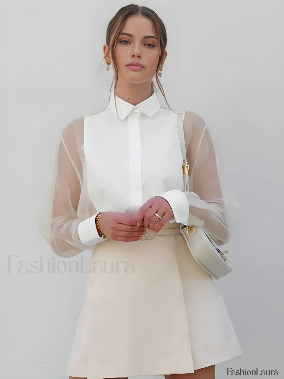 Puff Sleeve Graceful Organza Shirt