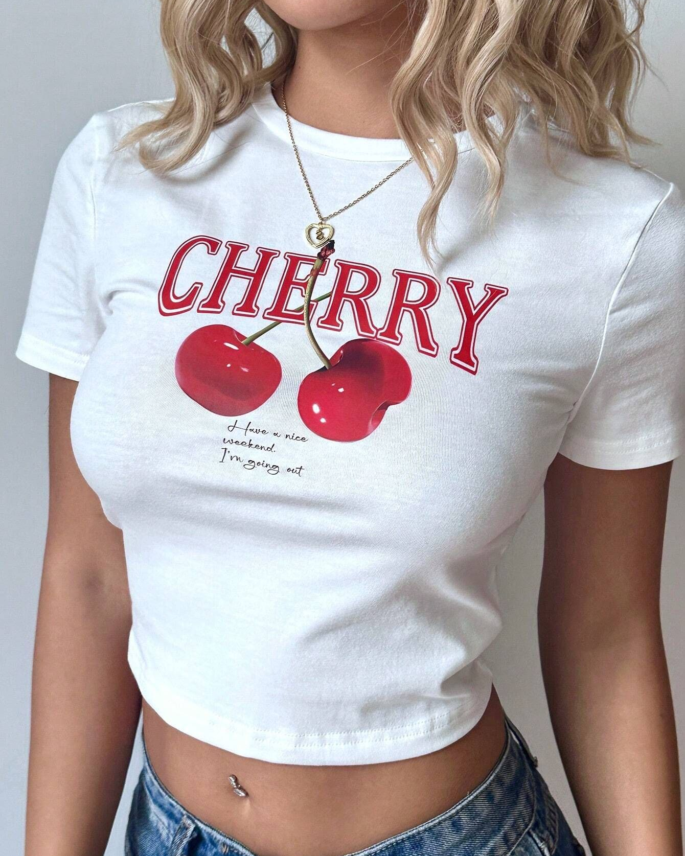 Y2K Fruit Cherry Print T-shirt