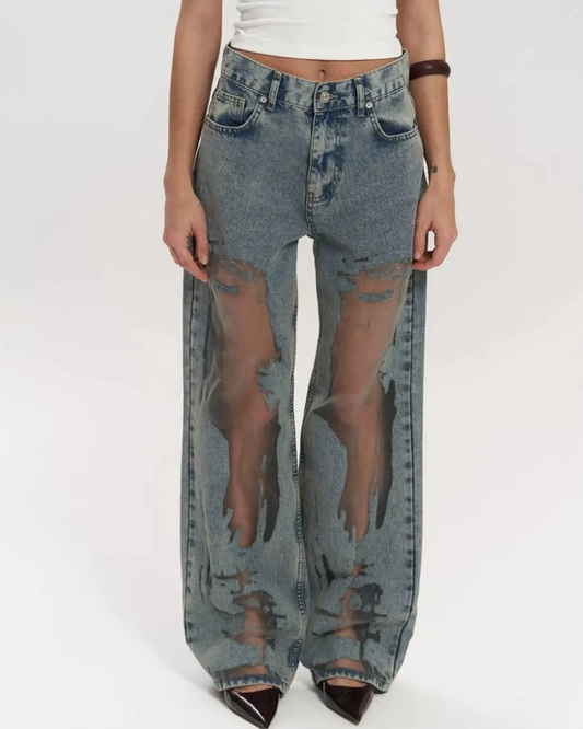 Vintage Hollow Straight Jeans
