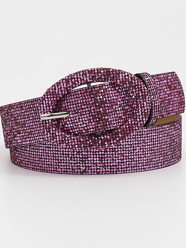 Belt Leather Silver Light Yellow Fuchsia Gold Waist Belt Daily Pure Color for Women