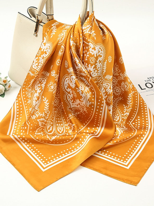 Fashion Printed Hair Scarf For Women 70*70cm Shawl Simple Bandana Head Bag Scarfs Female Kerchief Neck Scarves for Women