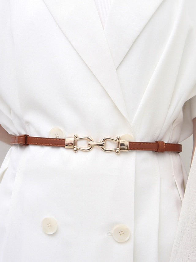 Belt PU Black Brown Coffee Waist Belt Party Evening Daily Pure Color / Spring / Summer / Fall / Winter / Alloy for Women
