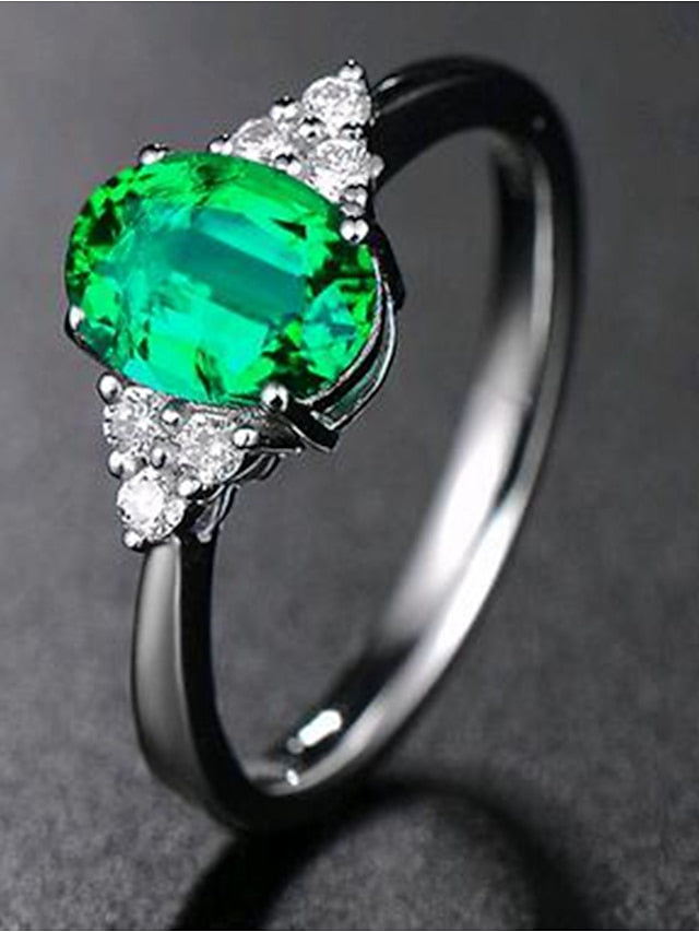 1PC Ring Adjustable Ring For AAA Cubic Zirconia Green Street Date Alloy for Women