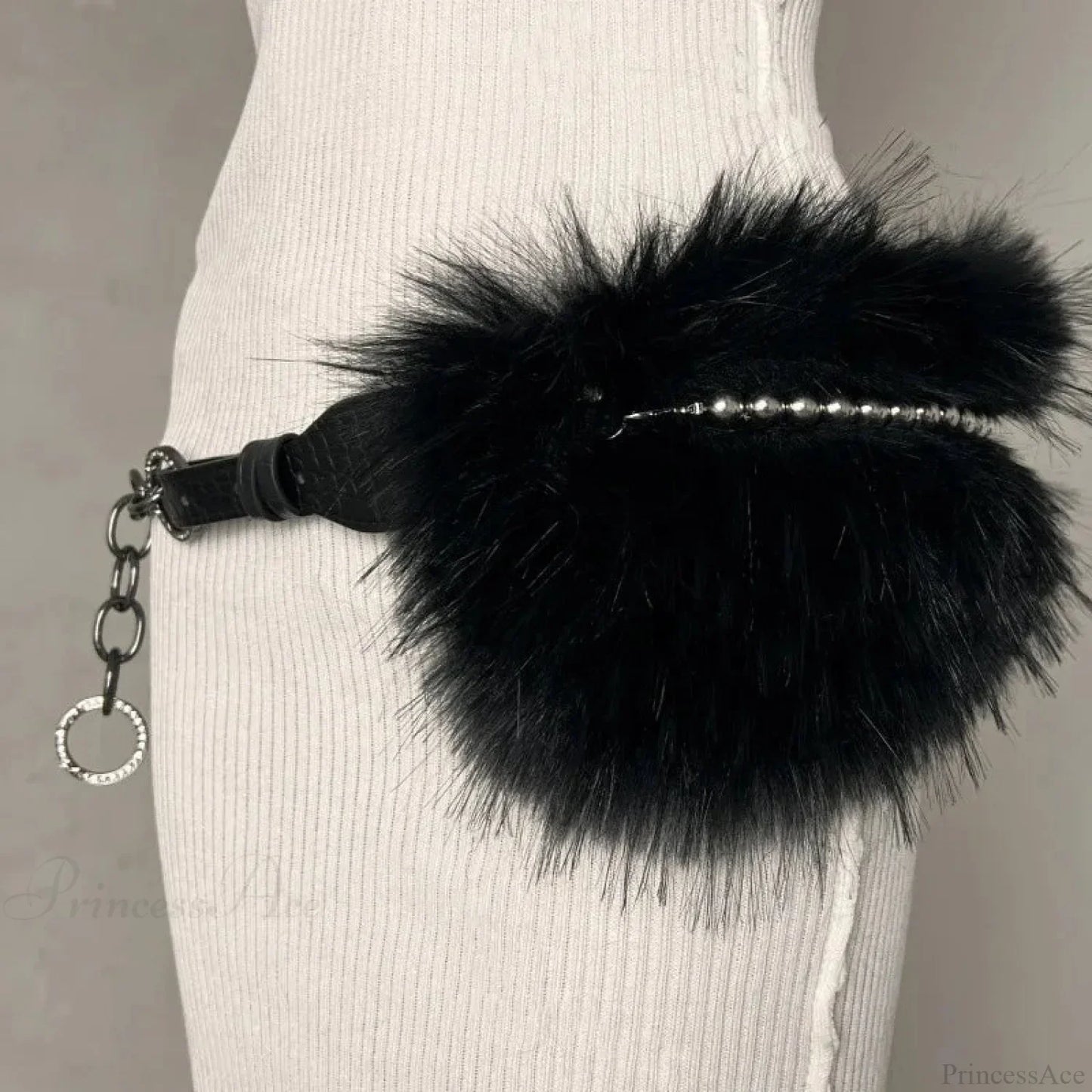Rebellious Dark Studded Furry Millennium Rhinestone Belt