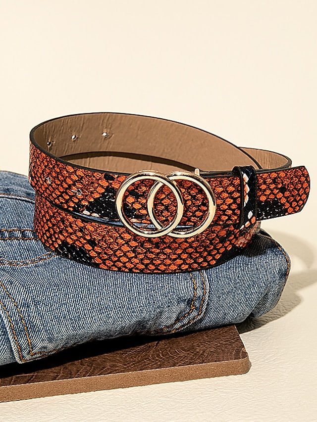 Belt PU Brown Waist Belt Dailywear Daily Stripe for Women