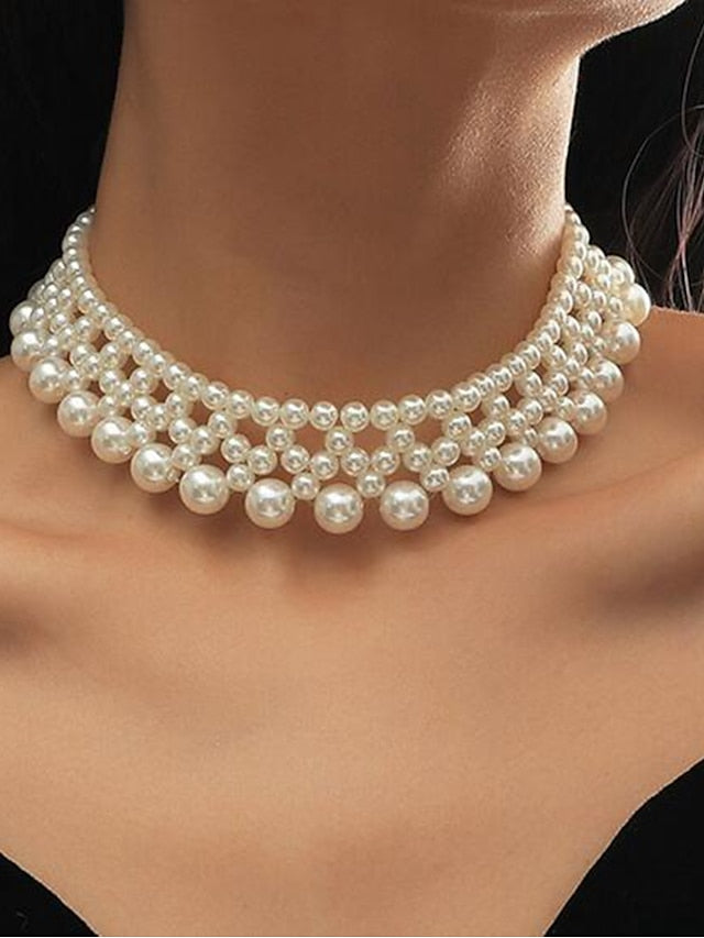 1PC Choker Necklace Necklace For Party Evening Street Pearl Classic for Women