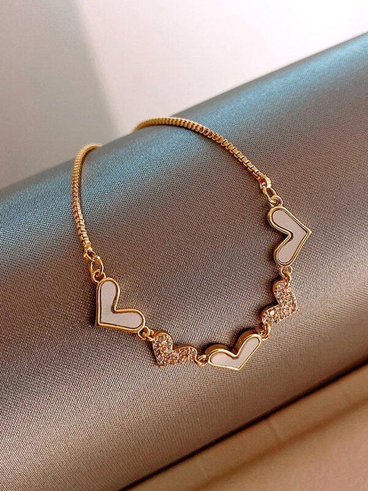 Rhinestone Heart Decor Bracelet for Women