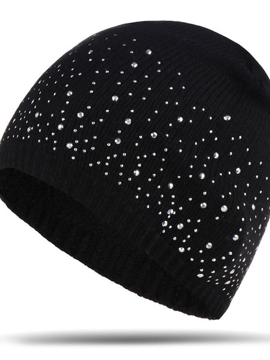 Hat Beanie / Slouchy Black Blue Camel Outdoor Home Daily Beaded Knit Polka Dot Portable Windproof Comfort for Women