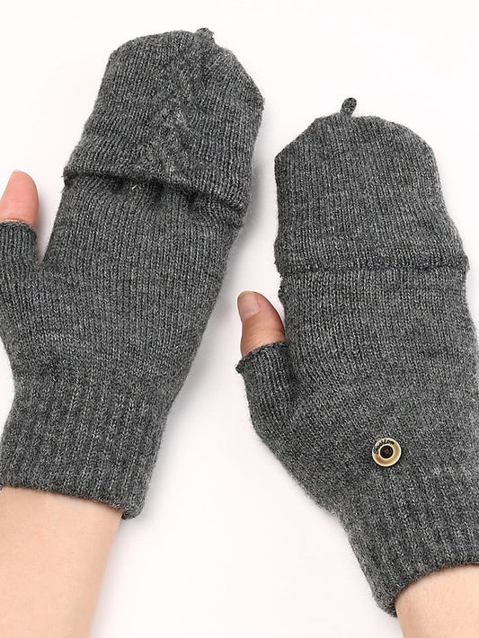 Unisex Convertible Fingerless Gloves Mittens Daily Holiday Solid / Plain Color Polyester Simple Warm 1 Pair for Women