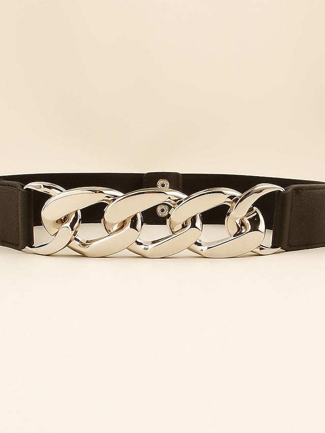 Corset Belt Nylon Metal Chain Steel Buckle Geometric Formal Party Daily Silver Gold for Women