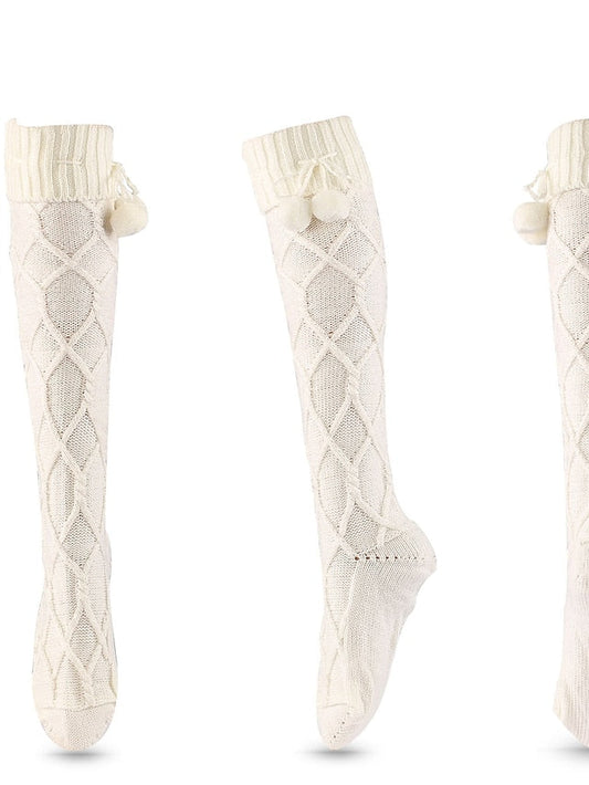 Knee High Socks Home Daily Holiday Solid Color Polyester Spandex Basic Classic Warm Cute 1 Pair for Women