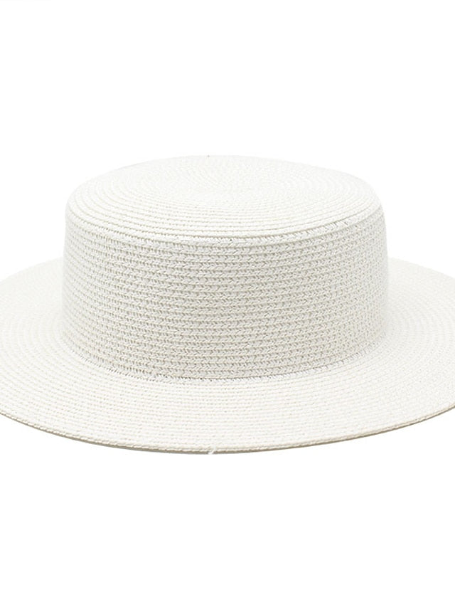 Sun Hats Women Caps Flat Top Wide Brim Straw Hat Summer Beach Casual White Black Hats for Women