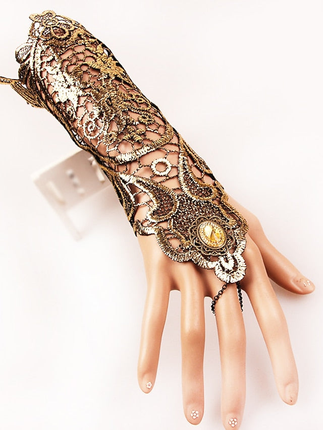 Fingerless Gloves Lace Gloves Wedding Party Evening Holiday Solid Colored Polyester Acrylic Fibers Bridal Gloves Sexy 1 Pair for Women