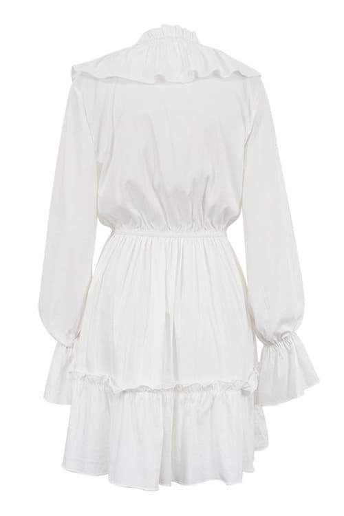 Vestido mini con volantes y cuello en V de Sharon
