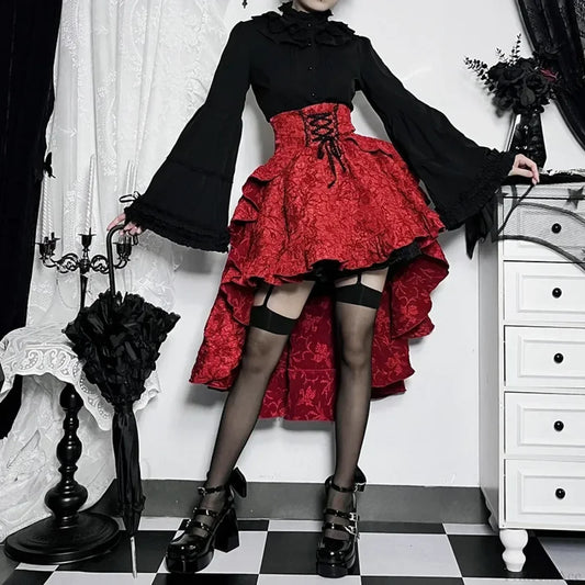 Shirring Pleated Corset Vintage Skirt