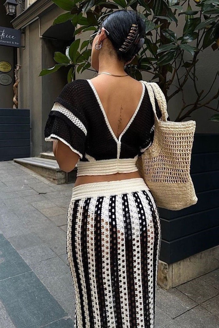 Conjunto de punto de rayas caladas Sibyl