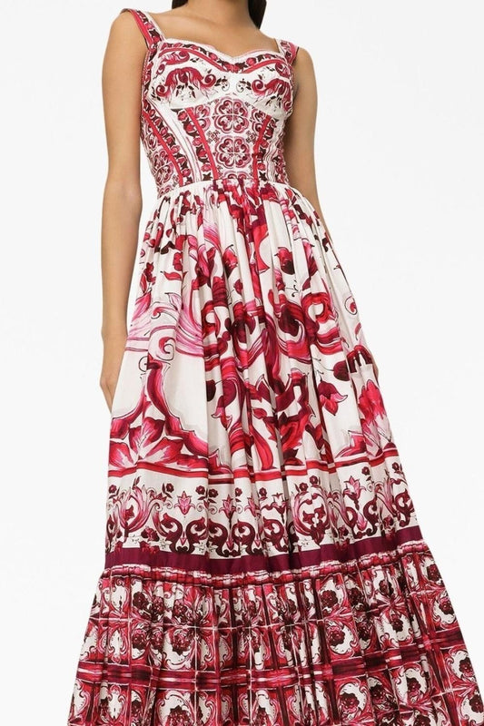 Vestido largo con tirantes fruncidos y estampado Sibyl