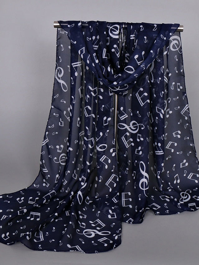 1PC Women Lady Musical Note Chiffon Neck Scarf Shawl Muffler Scarves High Quality Fabulous Elastic Beautiful Scarves for Women