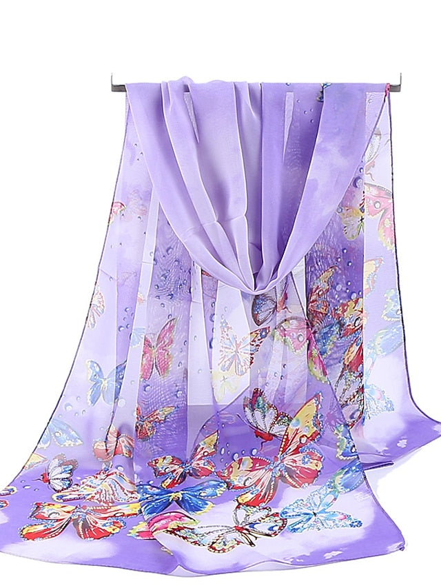 Scarves Shawl Daily Holiday Animal Chiffon Casual Vintage Retro Sunscreen Outdoor Casual 1 PC for Women