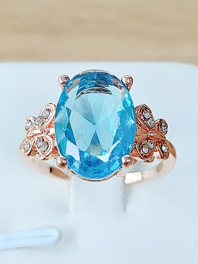 1PC Ring For Cubic Zirconia Blue Pink Party Evening Date Zircon Butterfly for Women