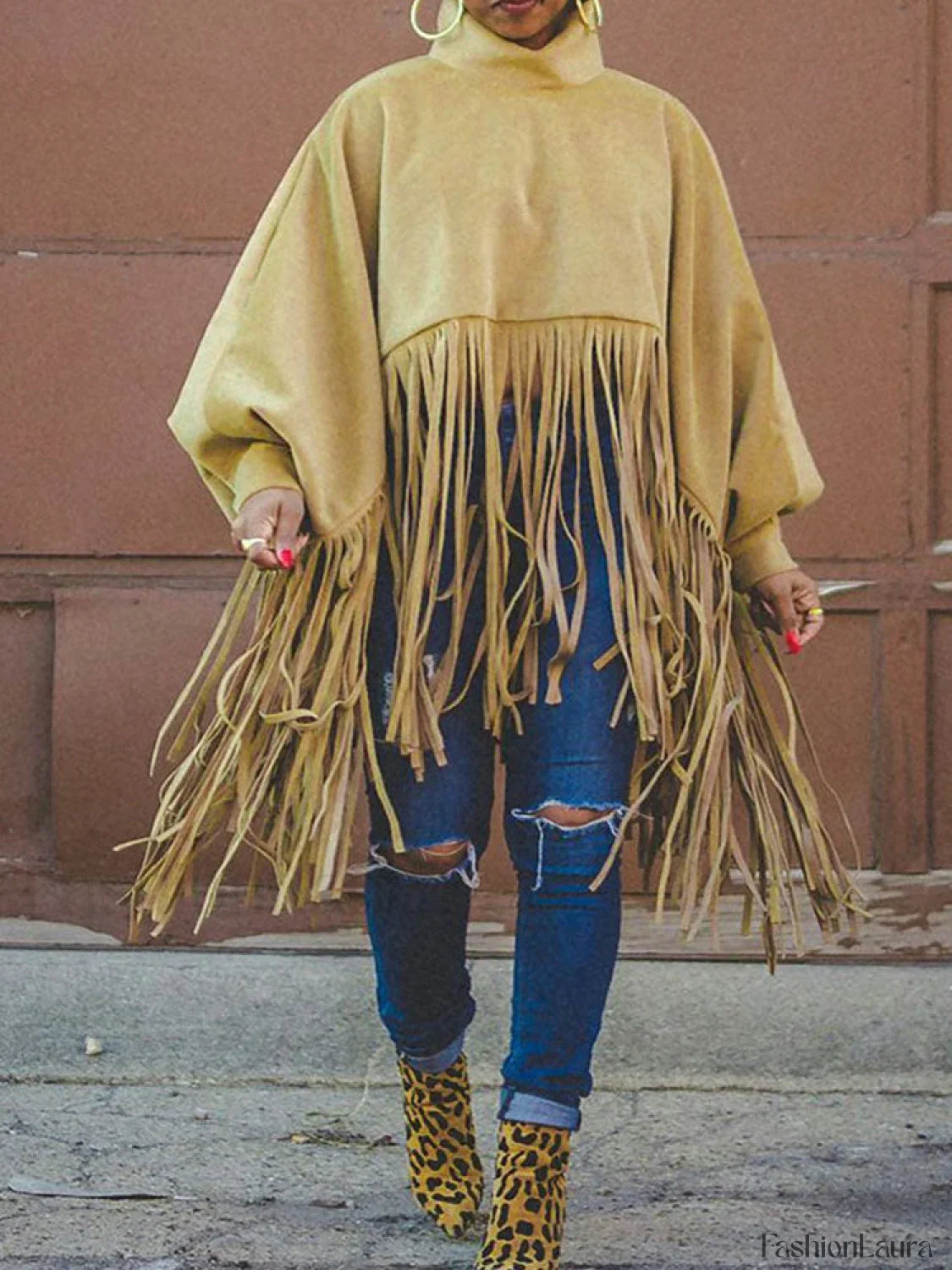 Solid Fringed Suede Top