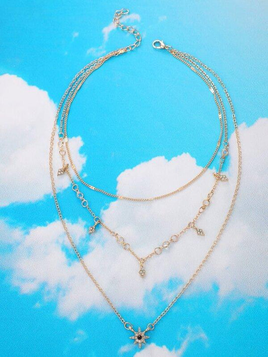 Star Charm Layered Chain Necklace for Women