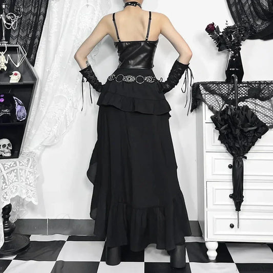 Steampunk Ruffle High Low Skirt