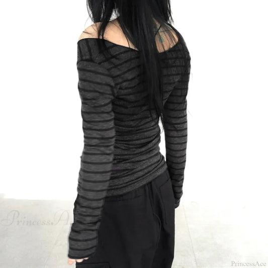 Striped O-neck Knit Top