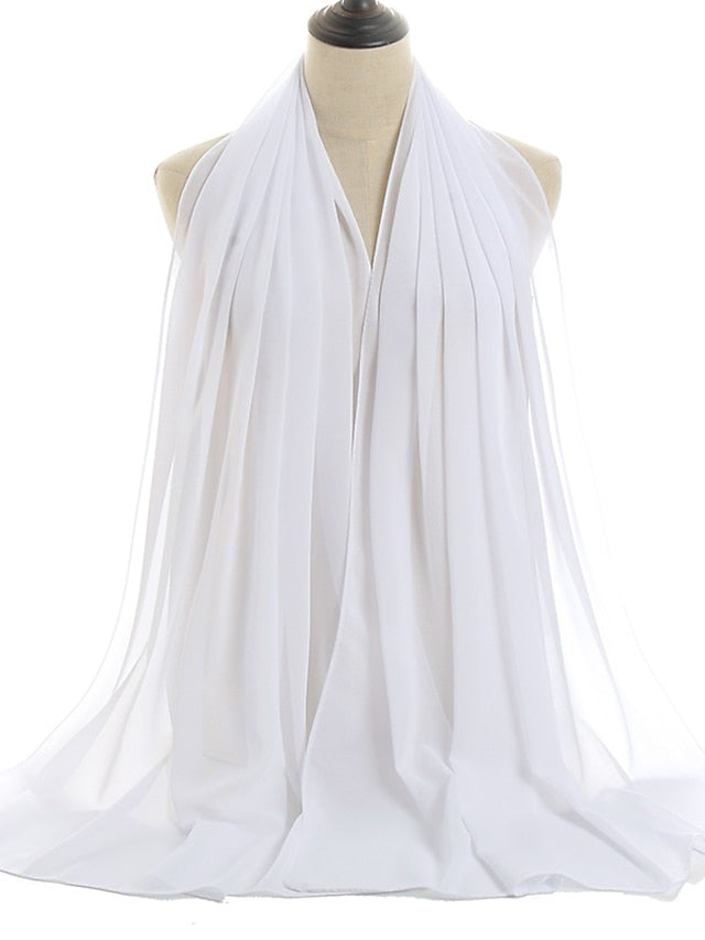 180*75cm Muslim Fashion Chiffon Hijab Scarf Women Scarves Long Shawl Islamic Hijabs Simple Head Scarf Solid Wrap Turban for Women