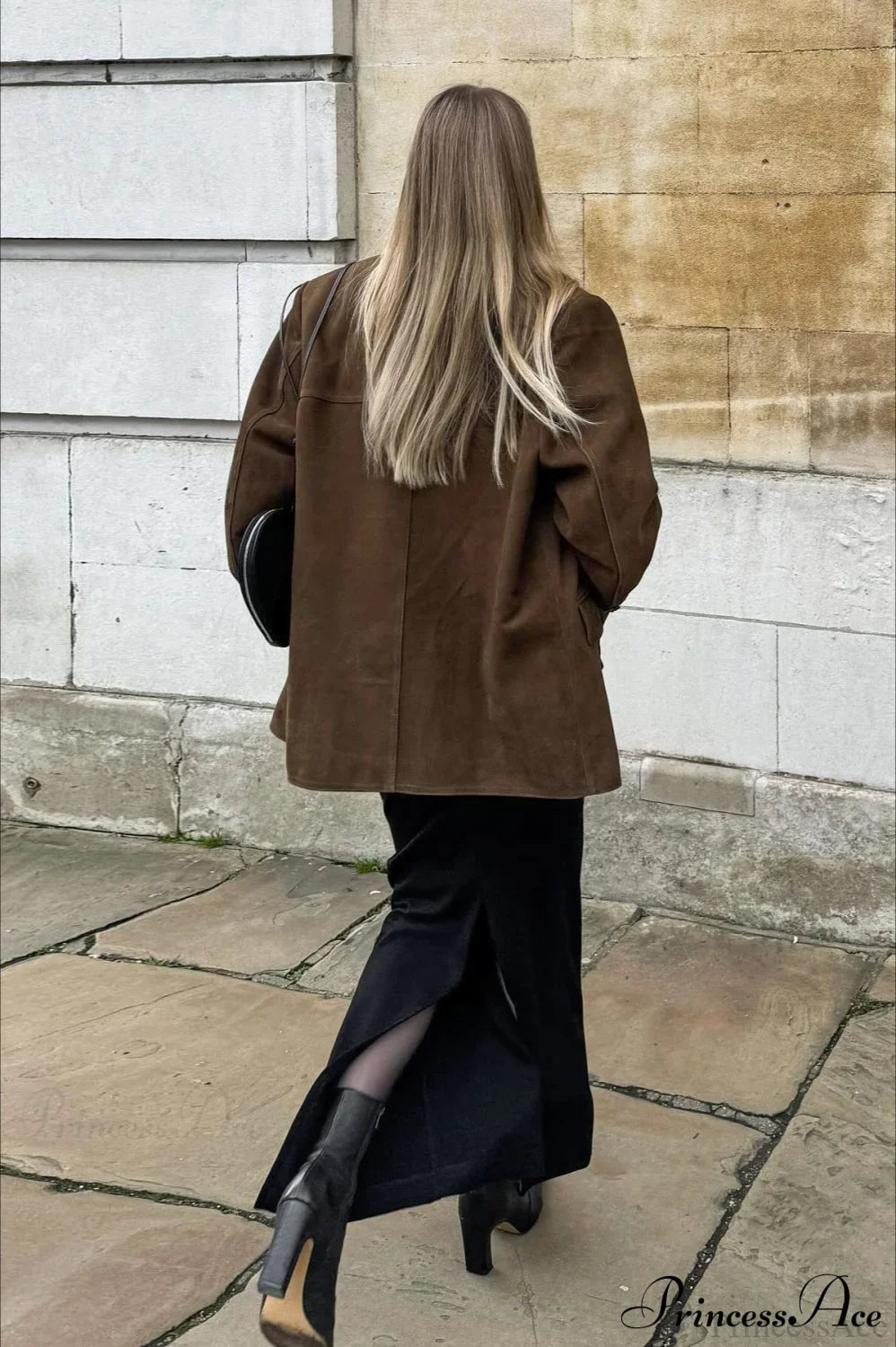 Suede Lapel Casual Blazer Coat