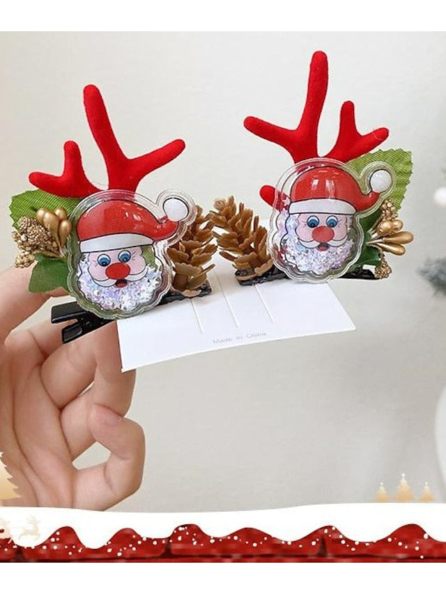 1PC Girls' Hair Clip For Christmas Fabric 9970H White Hair Brown Antler Hair Clip 9970N Red Sequin Green Bow Hair Clip 9970Z Snowflake Bow Antler Hair Clip for Women