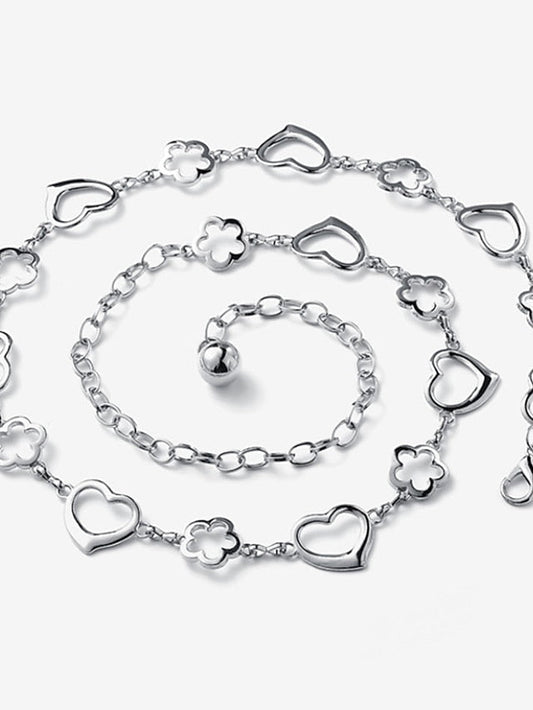 Unisex Chain Belt Metal Chain Buckle Free Flower Decor Casual Classic Party Daily Silver Gold for Women