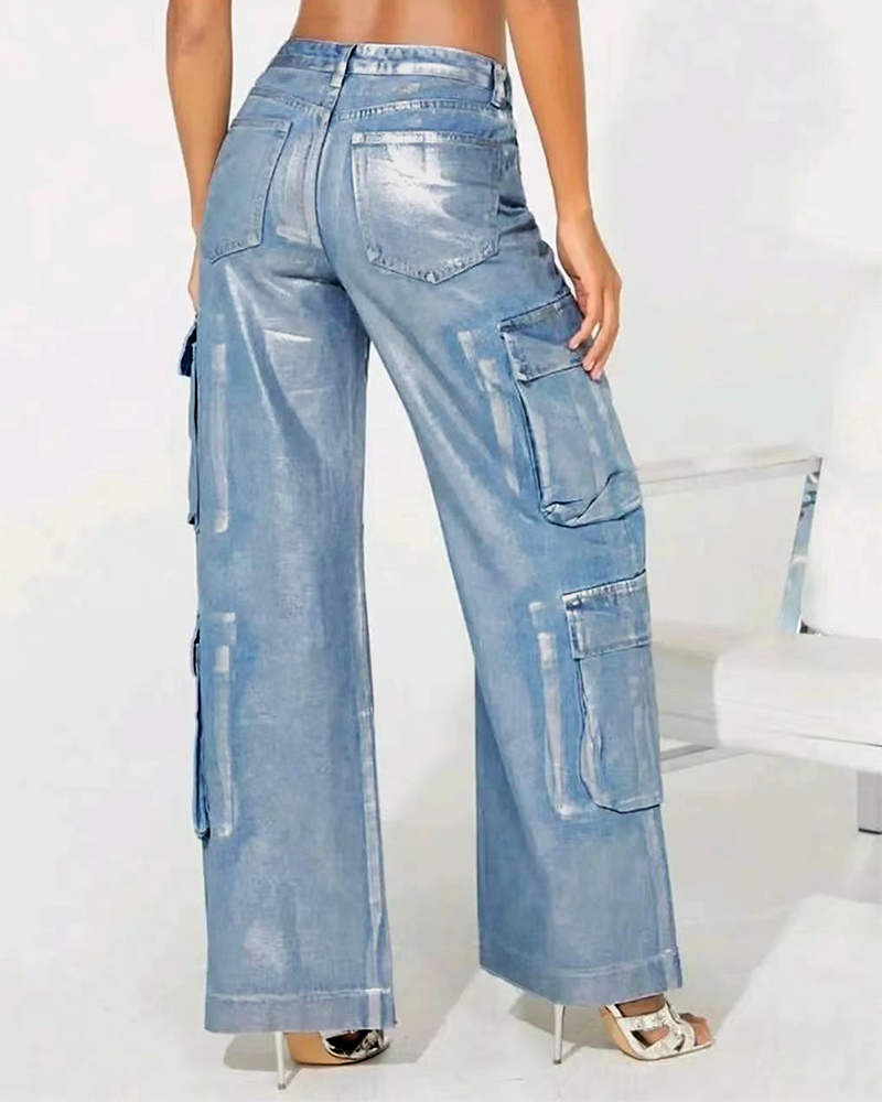 Stretch Denim Multi-Pocket Overalls