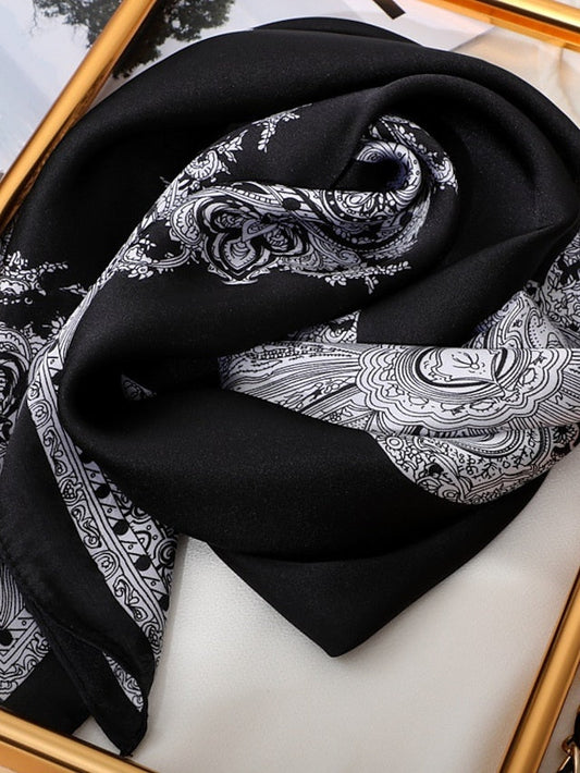 3 Colors Square Silk Scarf Women Fashion Print Small Neck Scarfs Office Lady Hair Band Foulard Hand Kerchief Female Bandana Shawl 70*70CM for Women