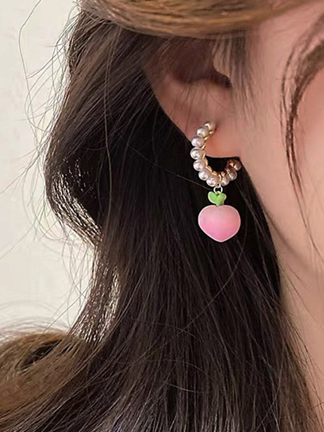 1 Pair Stud Earrings Earrings For Work Daily Date Imitation Pearl Alloy Fruit Peach for Women