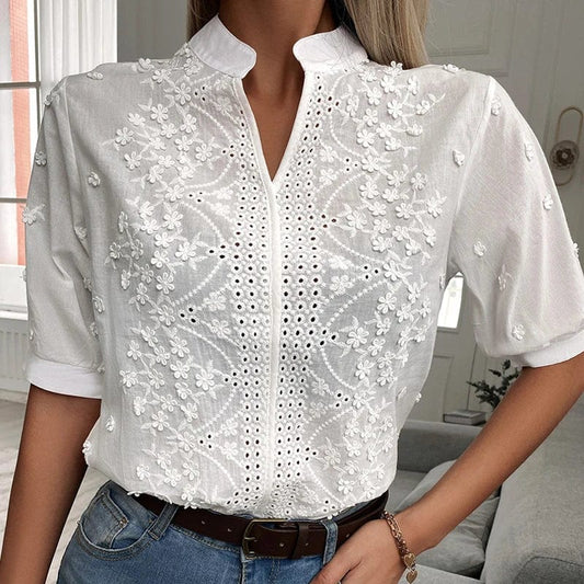 Matilda - V Neck Top - Elegant - Fabric - Everyday Wear