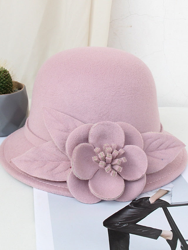 Party Hat Party Wedding Special Occasion Flower Flower Wine Black Hat Red Fall Winter Spring Holiday for Women