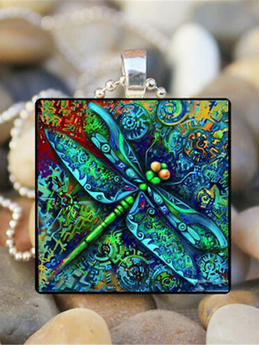 necklace Vintage Street Style & Glass Insect Pendant Necklace for Women / Dragonfly / Blue / Green / Yellow for Women