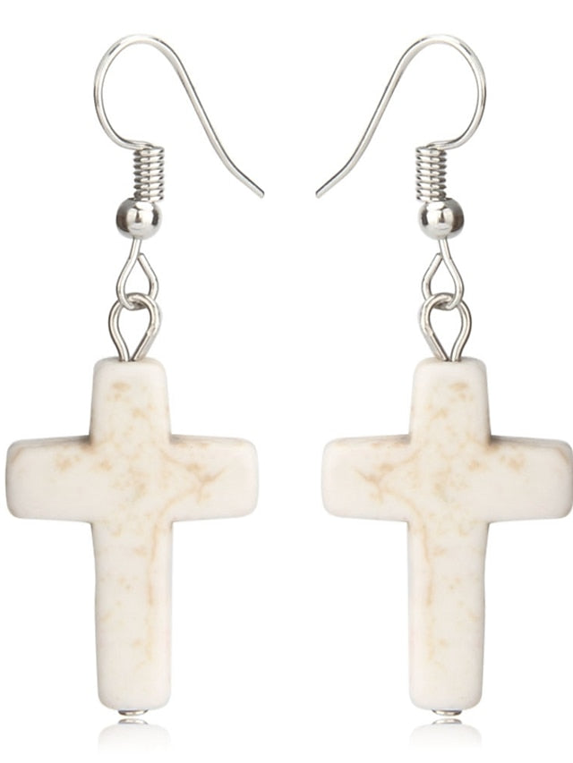 1 Pair Drop Earrings For Turquoise Street Daily Alloy Classic Cross for Women