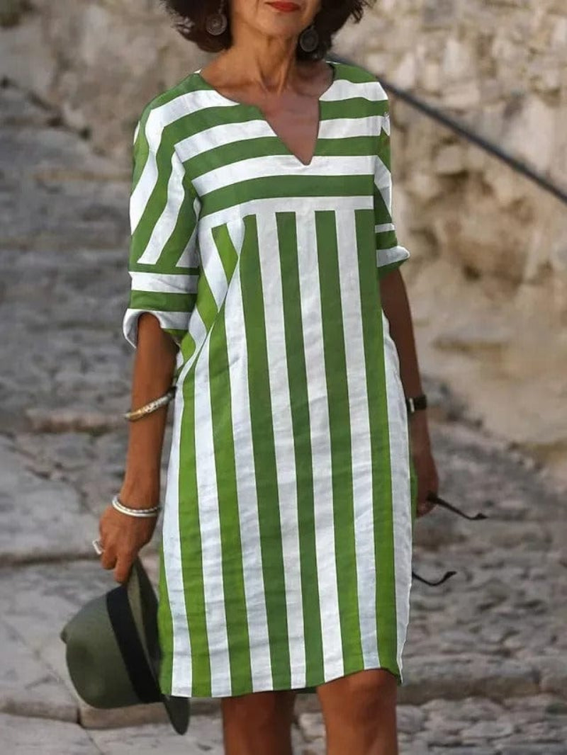 Zoey - V-Neck Bobo Dress - Elegant - Unique Print - Everyday Wear