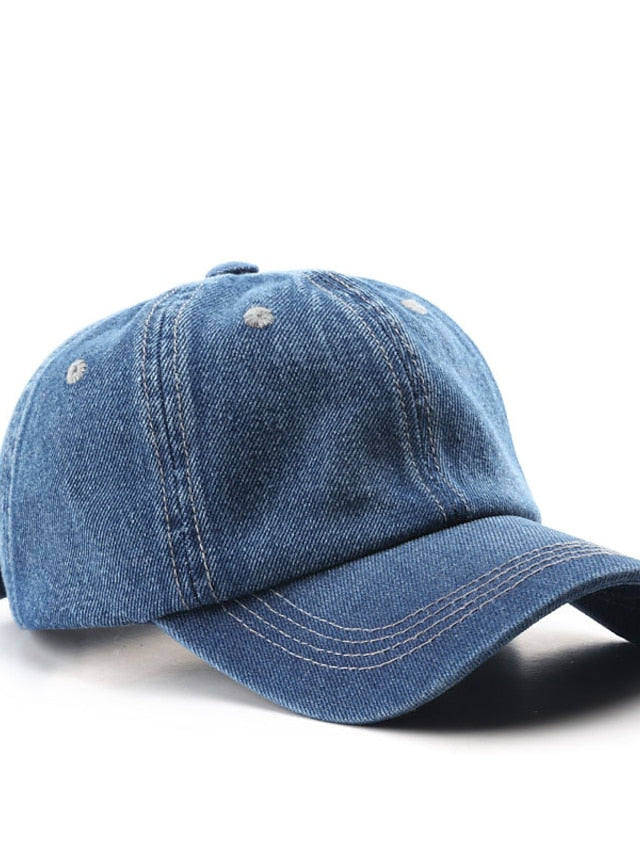1pcs Summer Cap Women Ponytail Baseball Hat Fashion Hats Men Solid Denim Baseball Cap Cotton Outdoor Simple Visor Jeans Cap for Women