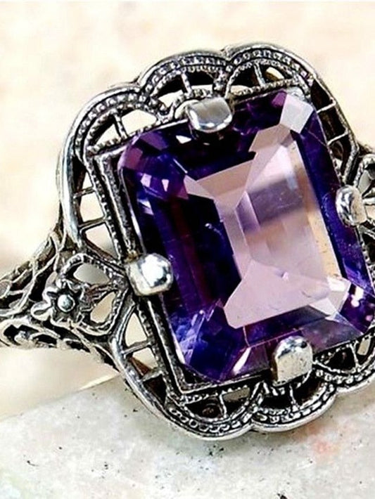 1PC Ring For AAA Cubic Zirconia Purple Blue Wedding Holiday Alloy for Women