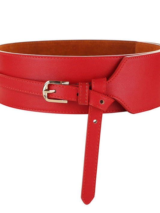 Wide Belt Party Wedding Street Daily Coffee Black Belt Pure Color Red Winter Spring Summer Work for Women