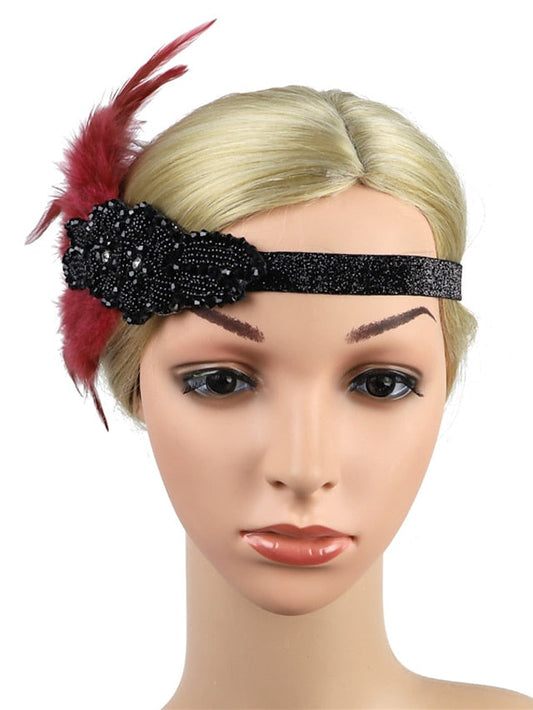 Hair Tie Textured Party Feather Headwear / Imitation Diamond / Wedding / Party Evening / Gold / Black for Women
